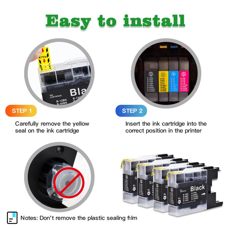 GREENARK Compatible Ink Cartridge Replacement for Brother LC75 LC71 Black LC71BK LC75BK Ink Cartridges Use for Brother MFC-J280W, J425W, J430W, J435W, J5910DW, J625DW, J6510DW, J825DW, J835DW Printer - Image 3